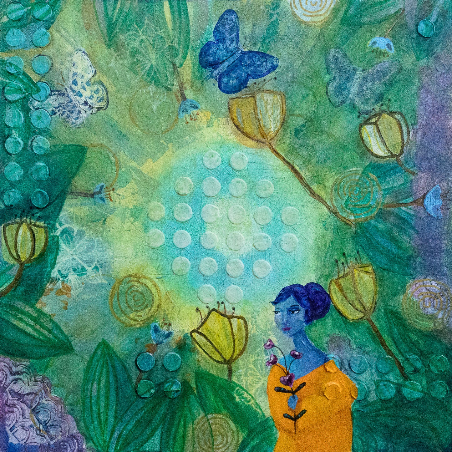 Enchanted Forest Spirit Art Print: Woodland Fairy, Flowers, Butterflies (Gift)
