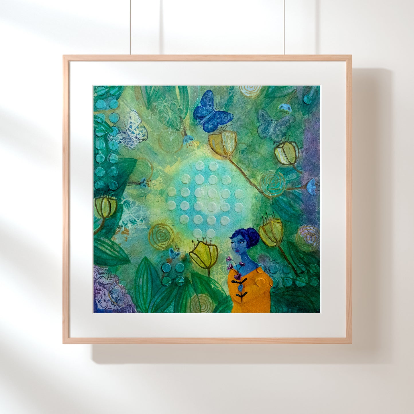 Enchanted Forest Spirit Art Print: Woodland Fairy, Flowers, Butterflies (Gift)