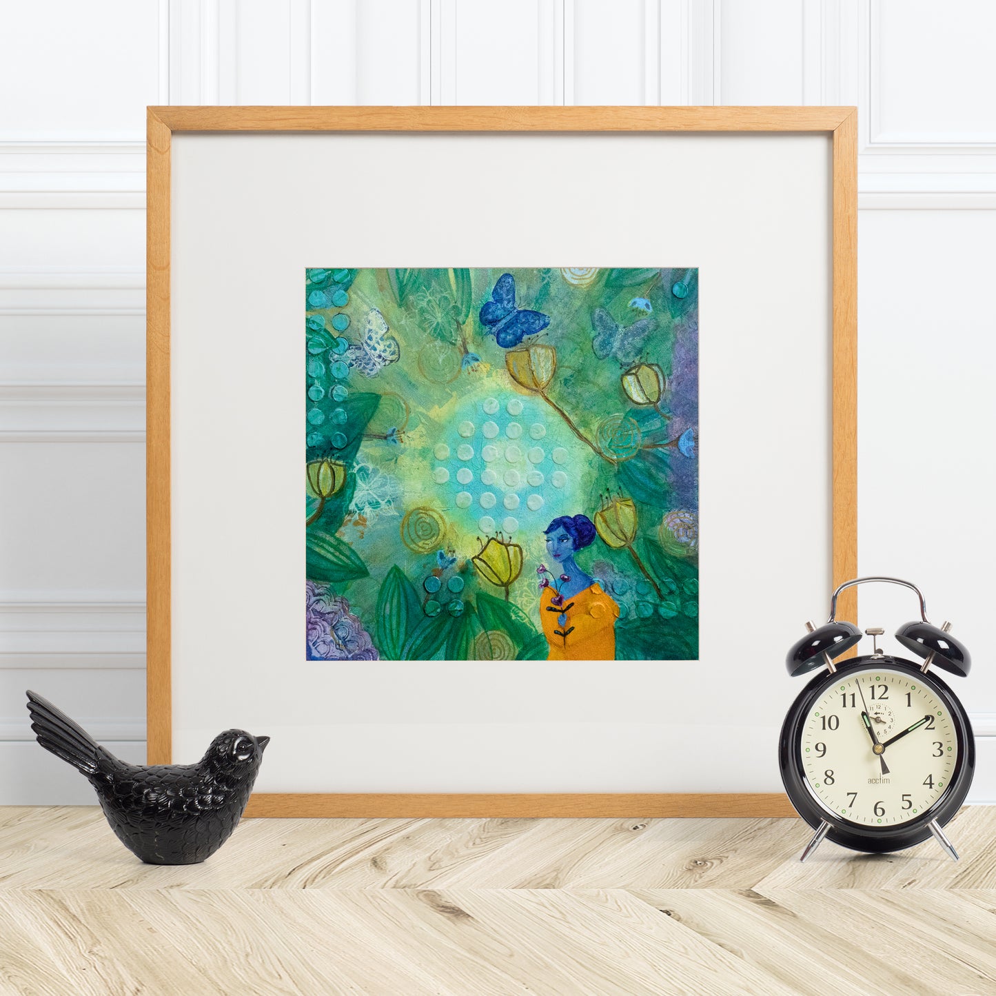 Enchanted Forest Spirit Art Print: Woodland Fairy, Flowers, Butterflies (Gift)
