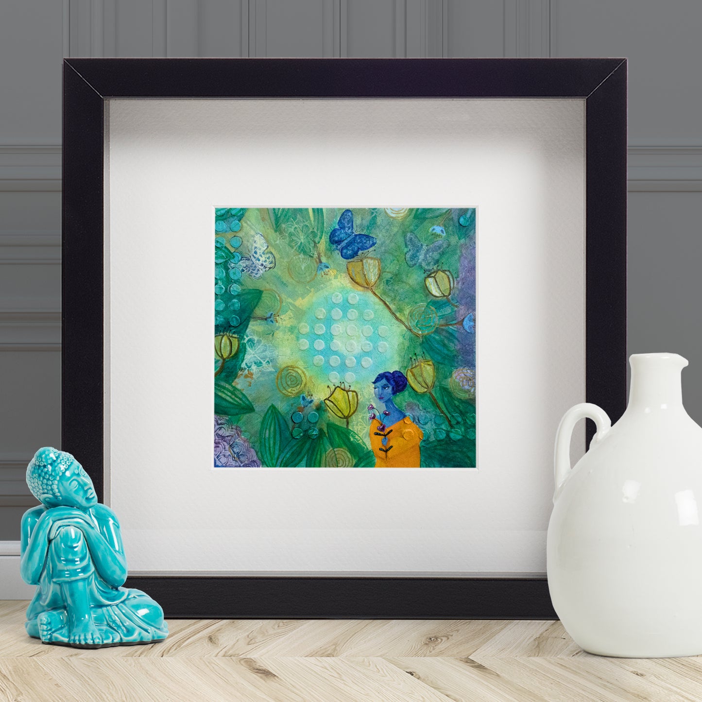 Enchanted Forest Spirit Art Print: Woodland Fairy, Flowers, Butterflies (Gift)