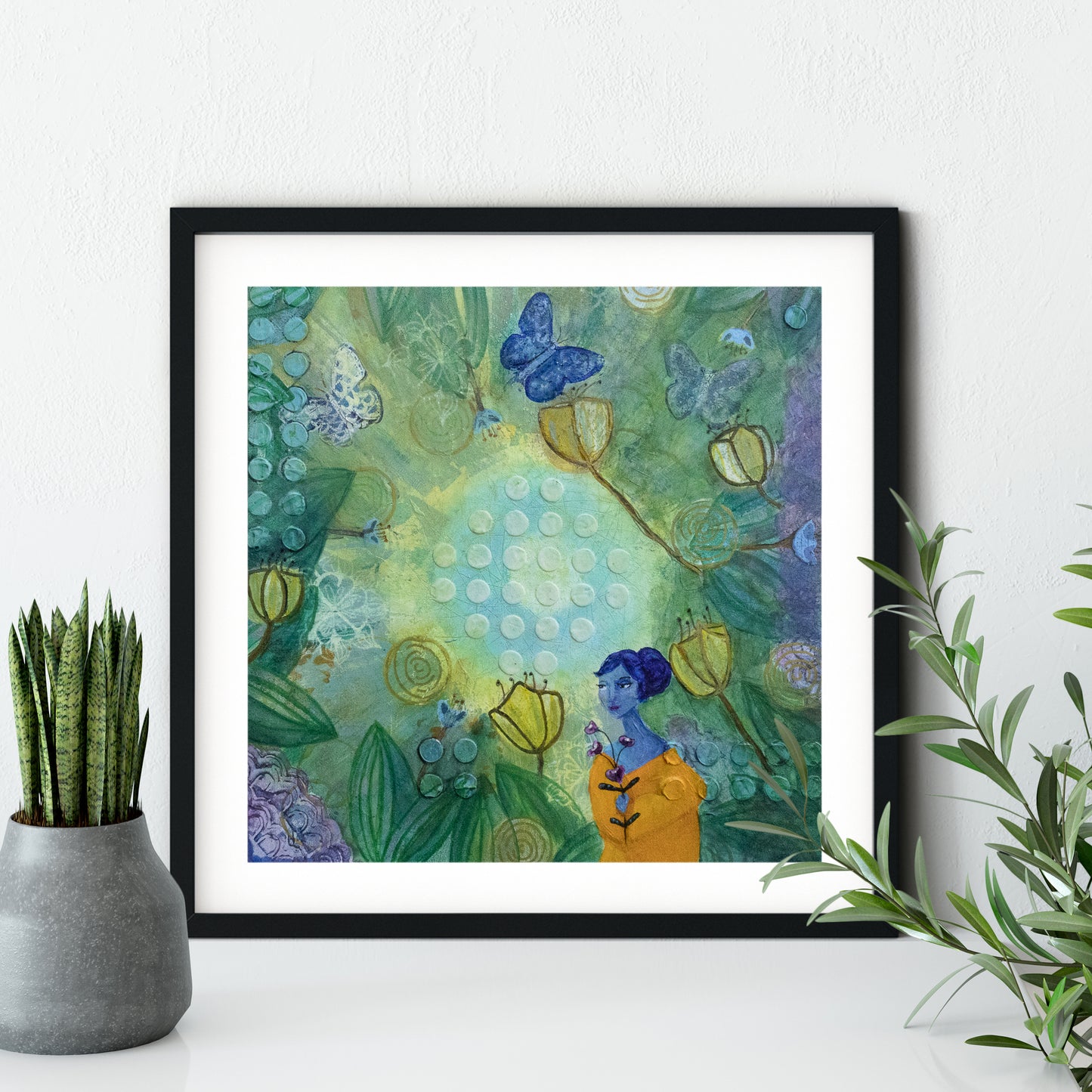 Enchanted Forest Spirit Art Print: Woodland Fairy, Flowers, Butterflies (Gift)