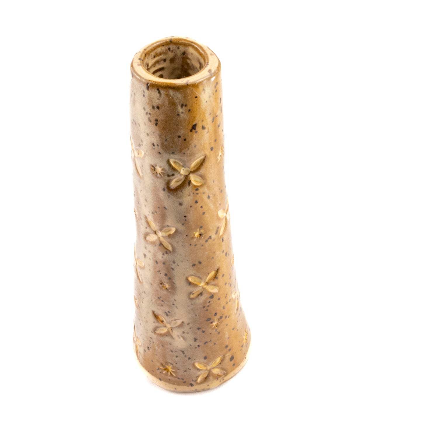 Light Brown and Buttery Peach Tall Slender Ceramic Flower Vase
