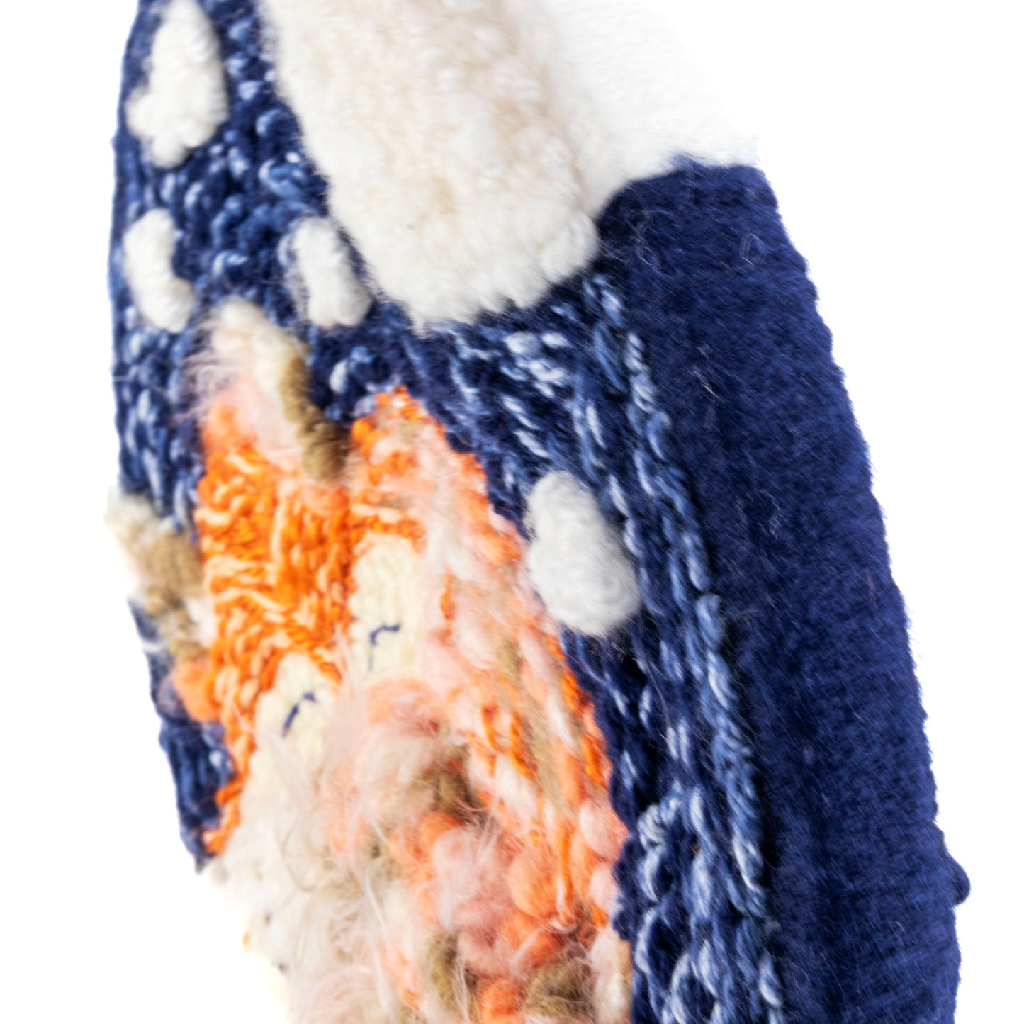 Navy, Orange & White Fox, 8.5" Round Embroidered Nursery Wall Decor