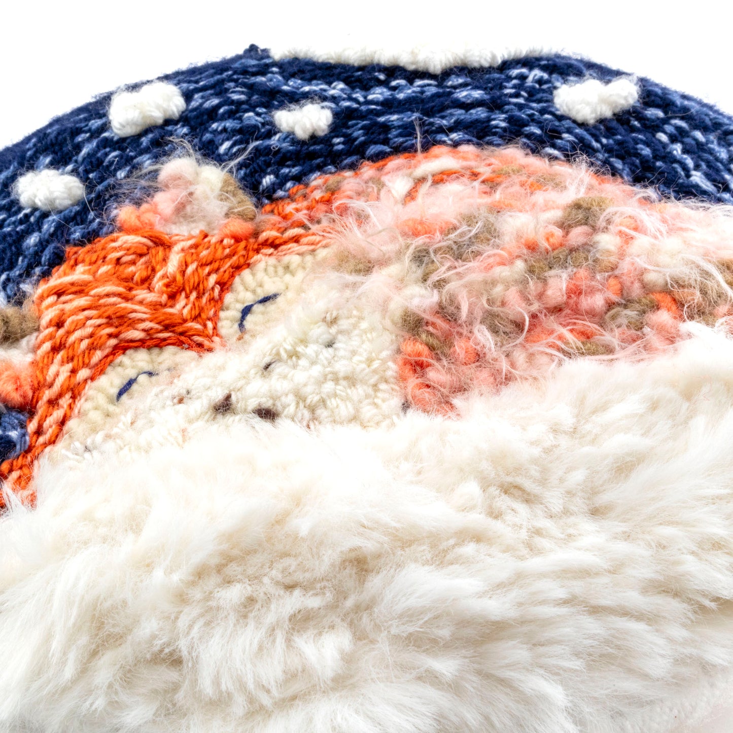 Navy, Orange & White Fox, 8.5" Round Embroidered Nursery Wall Decor