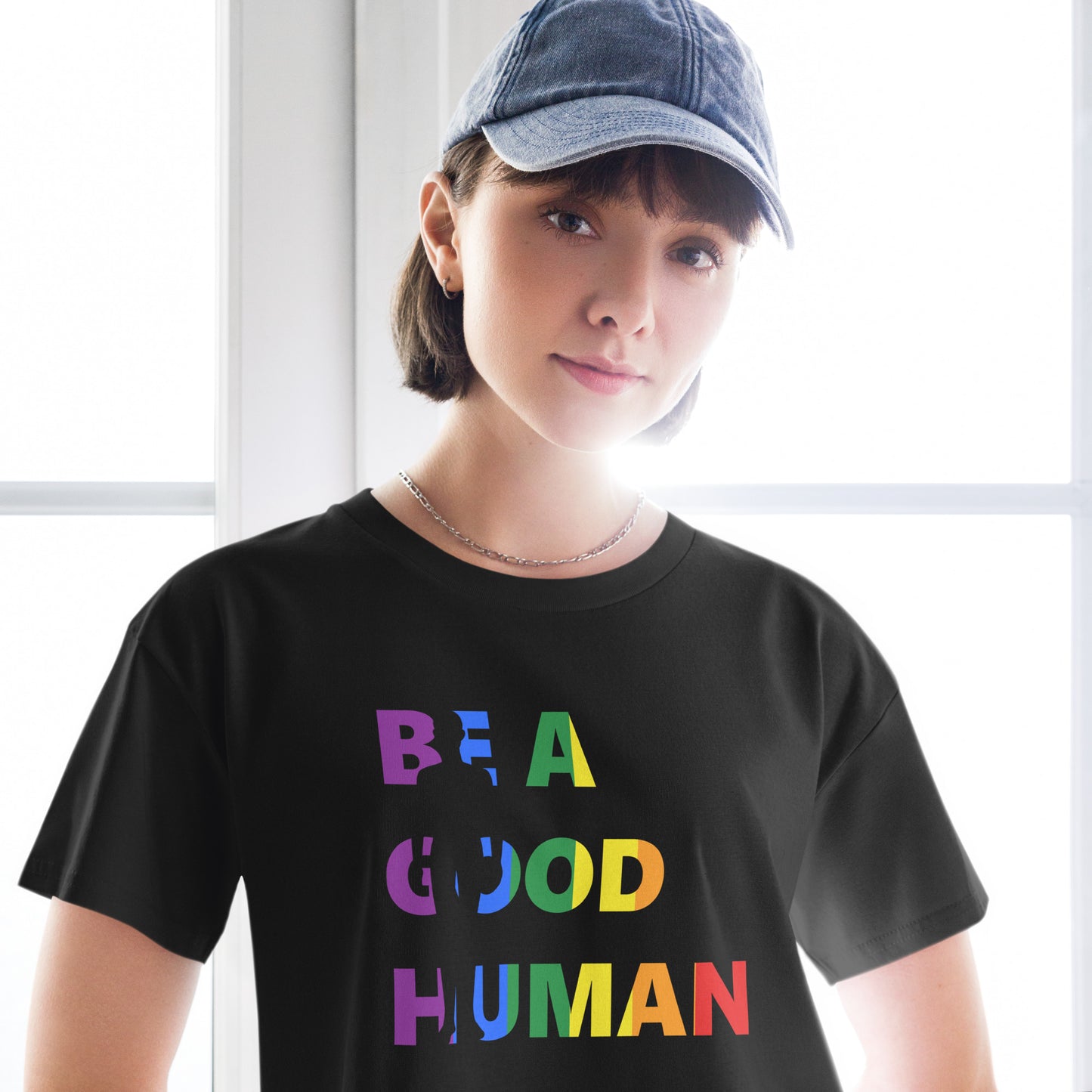 Be a Good Human Women's Cropped Graphic T-Shirt