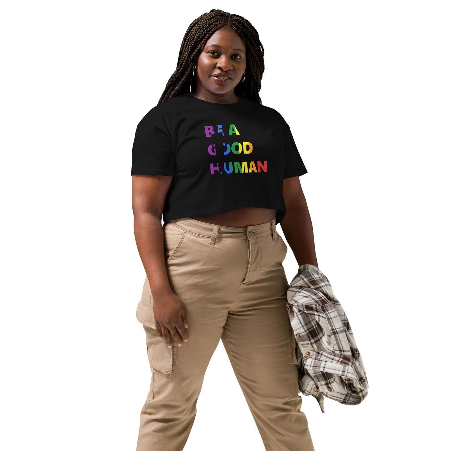 Be a Good Human Women's Cropped Graphic T-Shirt