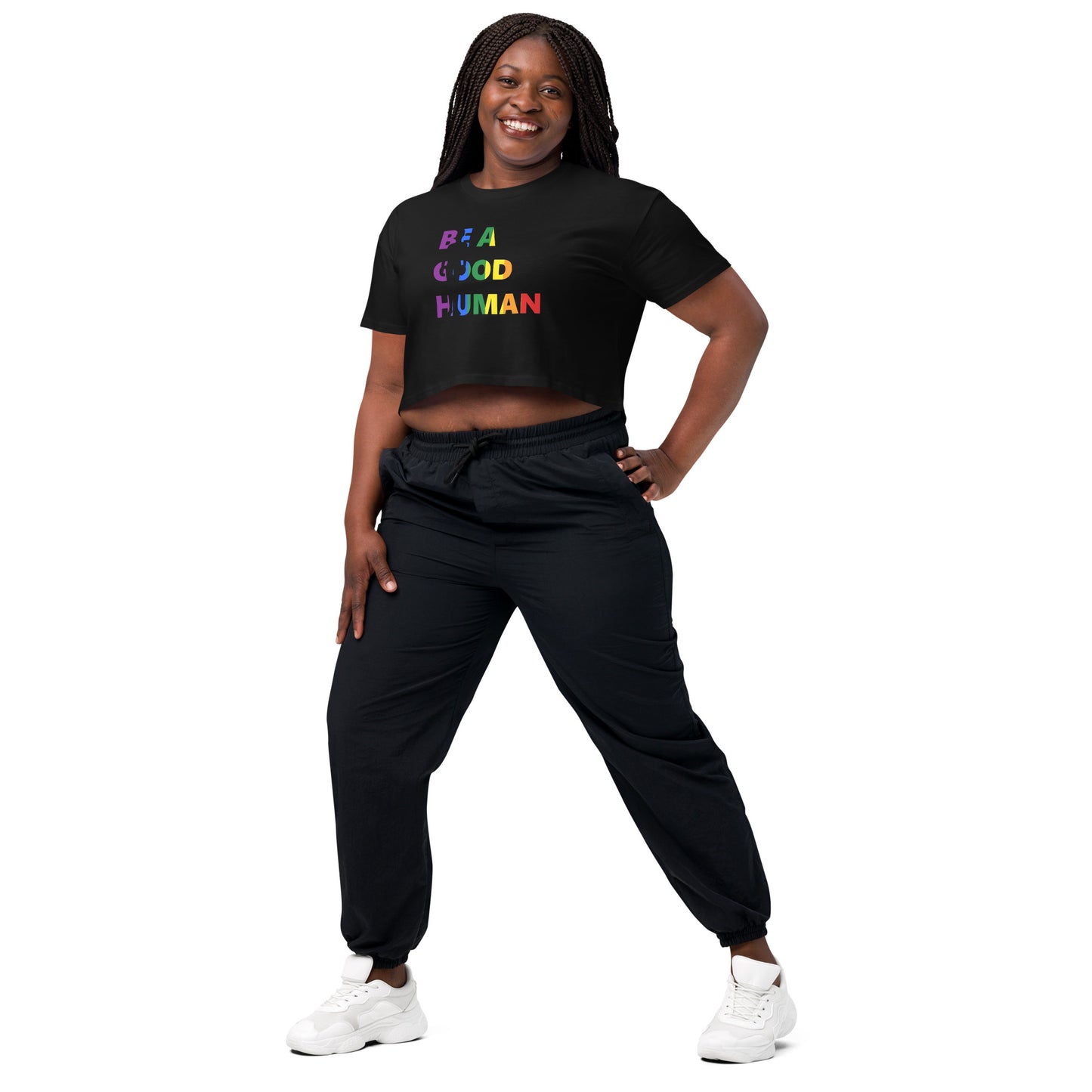 Be a Good Human Women's Cropped Graphic T-Shirt