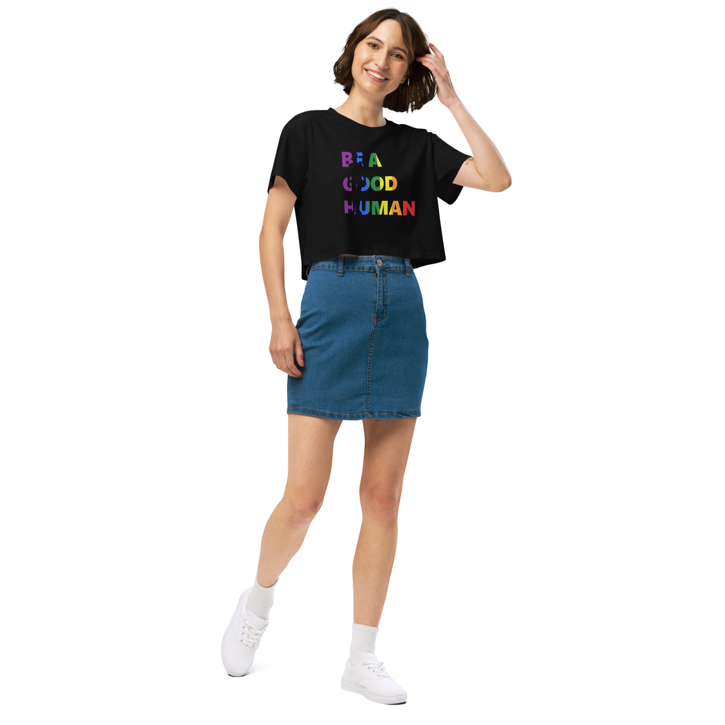 Be a Good Human Women's Cropped Graphic T-Shirt