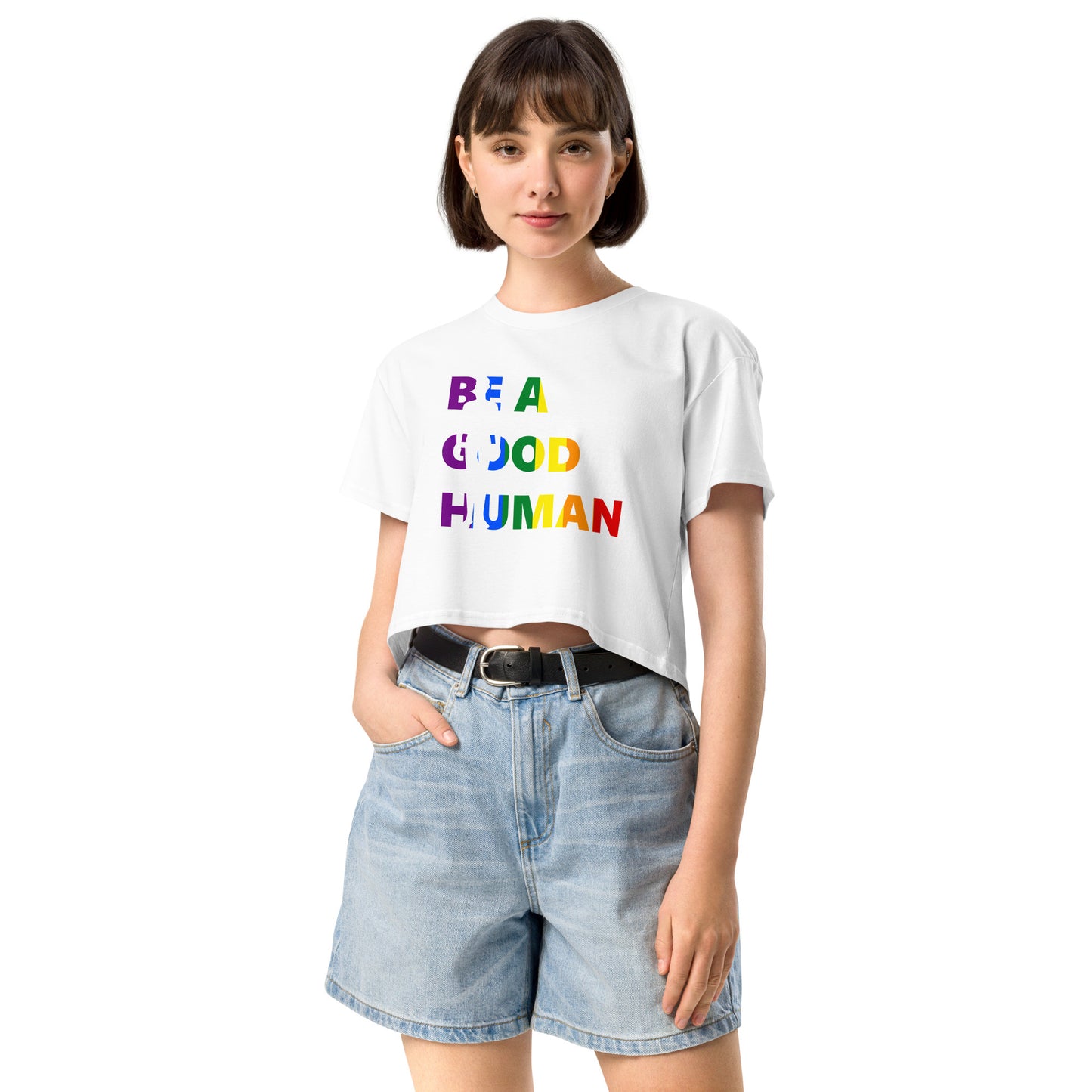 Be a Good Human Women's Cropped Graphic T-Shirt