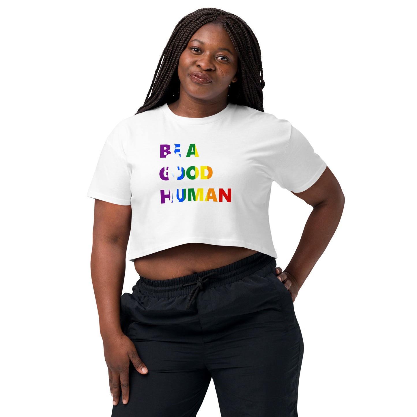 Be a Good Human Women's Cropped Graphic T-Shirt