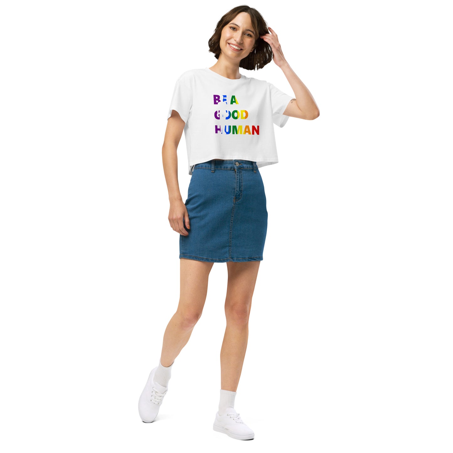 Be a Good Human Women's Cropped Graphic T-Shirt