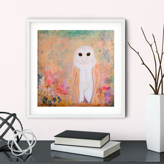 Abstract Owl Fine Art Print, Symbolic Artwork of Wisdom, and Knowledge (from Original Artwork)