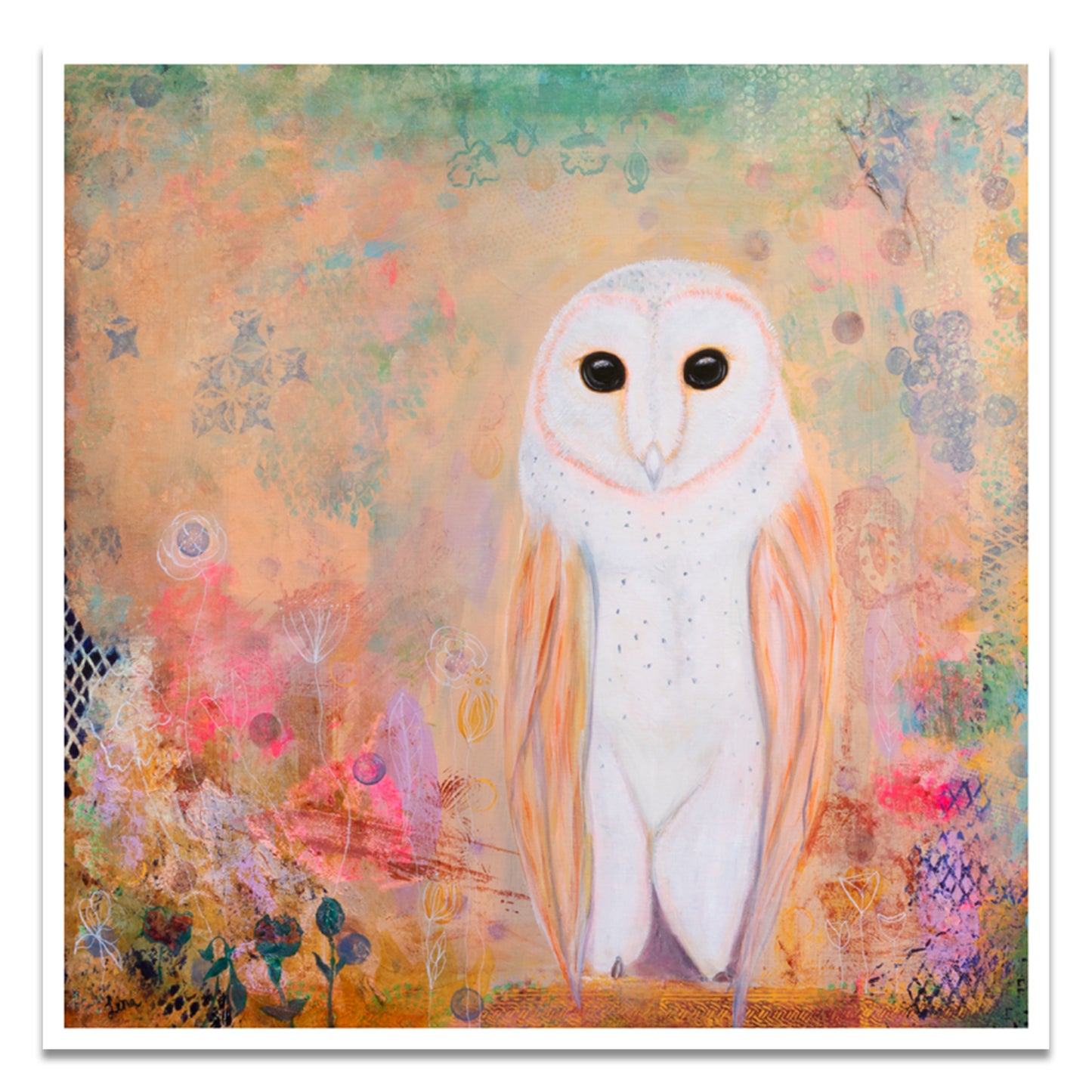 Abstract Owl Fine Art Print, Symbolic Artwork of Wisdom, and Knowledge (from Original Artwork)