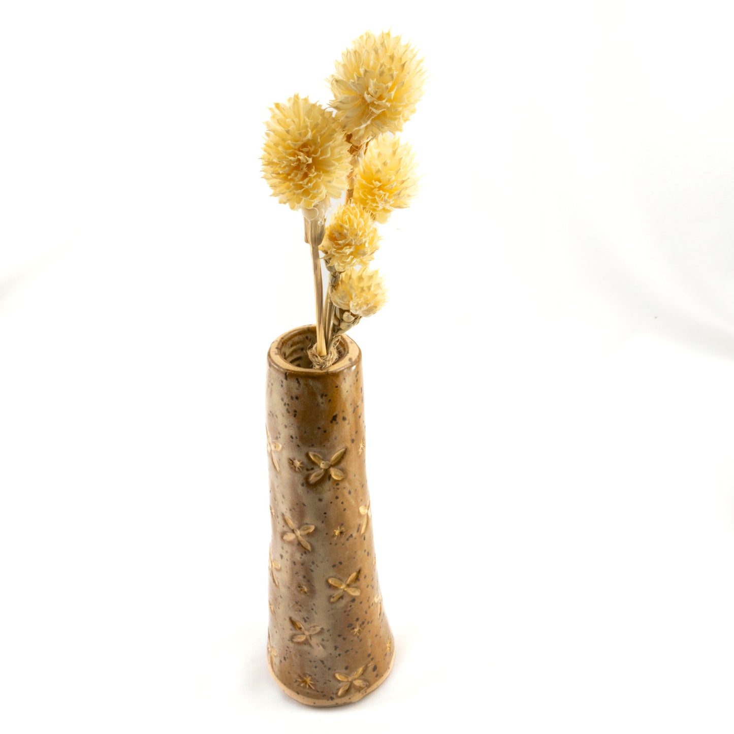 Light Brown and Buttery Peach Tall Slender Ceramic Flower Vase