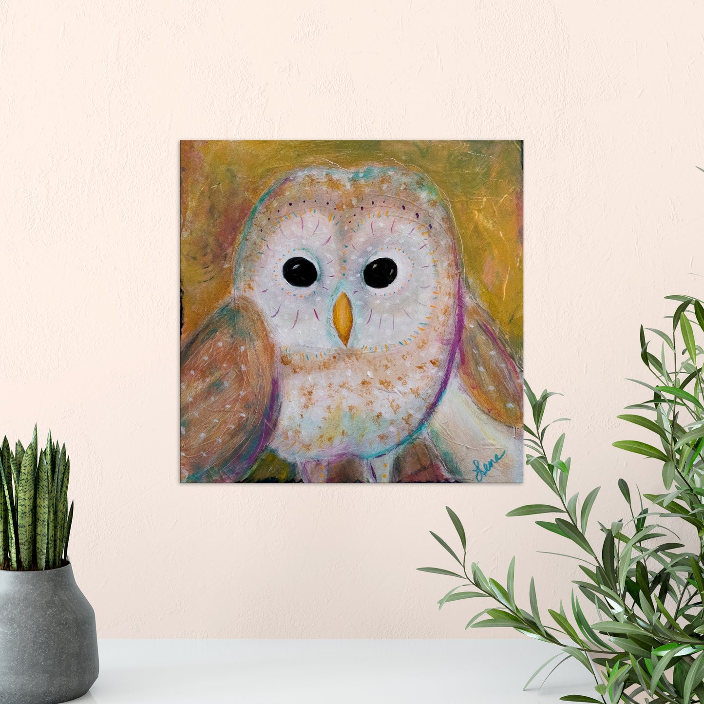 Owl of Athena - Original Acrylic Painting on Eco-Friendly Gessobord