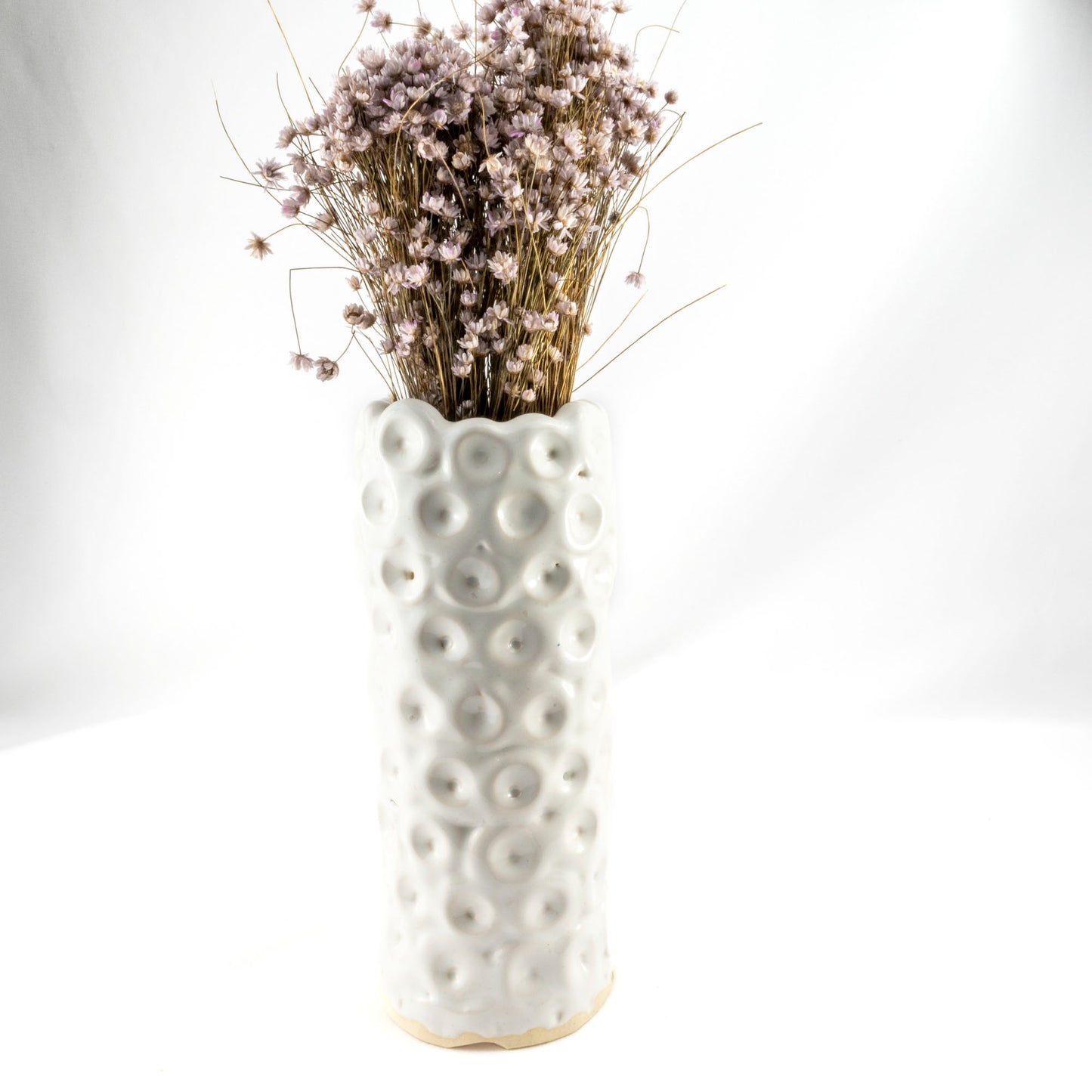 Circling Serenity White Ceramic Vase