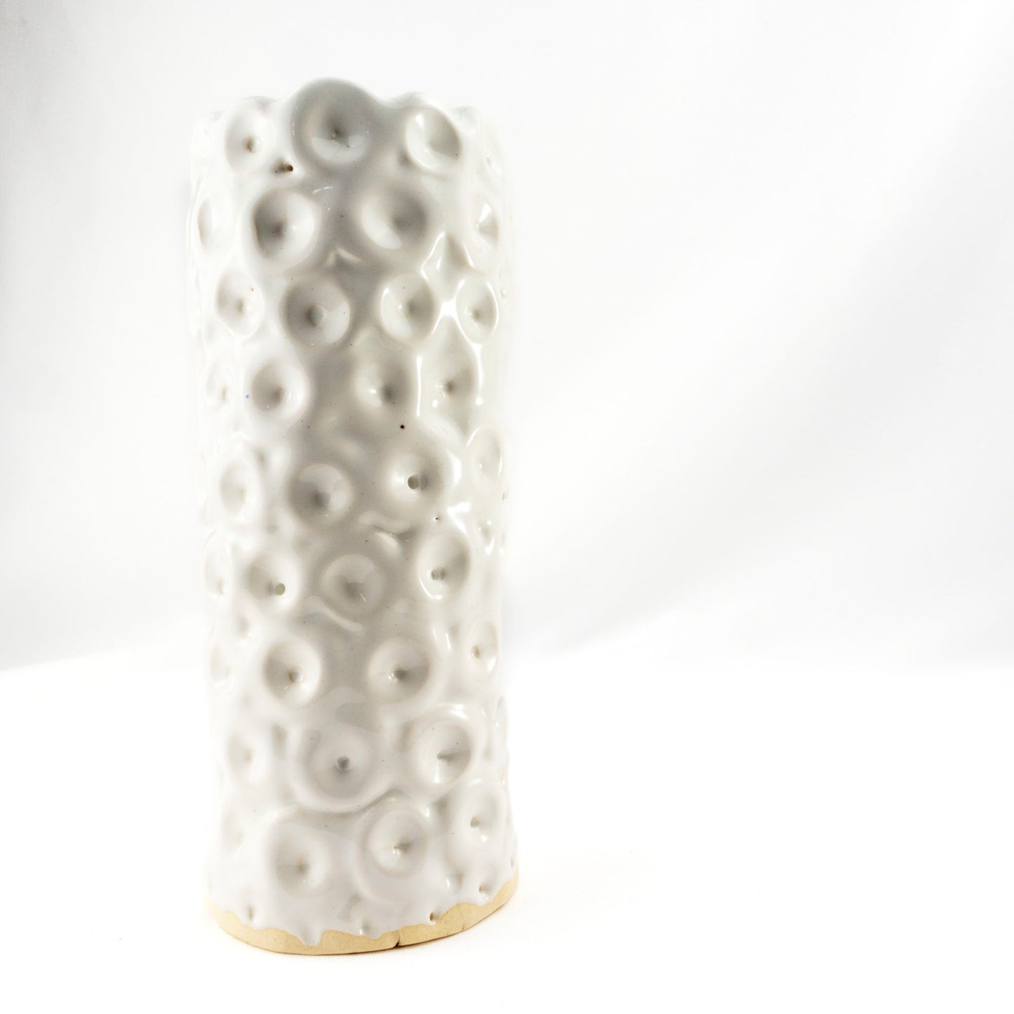 Circling Serenity White Ceramic Vase