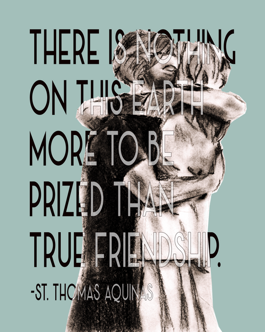 5 Pack Blank Note Cards - Charcoal Drawing Friendship with Thomas Aquinas Quote