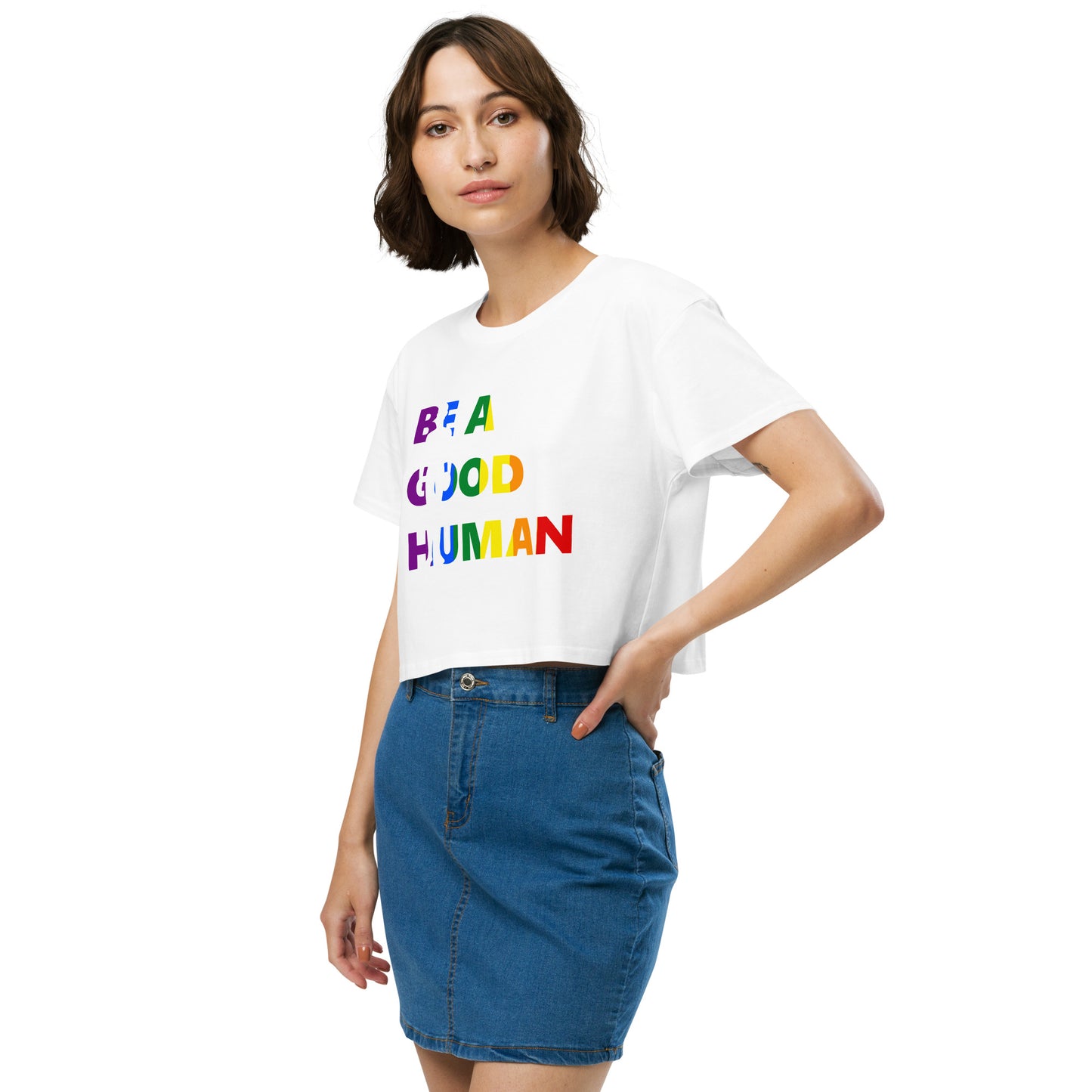 Be a Good Human Women's Cropped Graphic T-Shirt